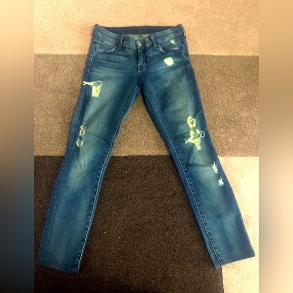 Koral Greenish tint Distressed Ankle Skinny Jeans  Sz 25​ - Picture 1 of 6